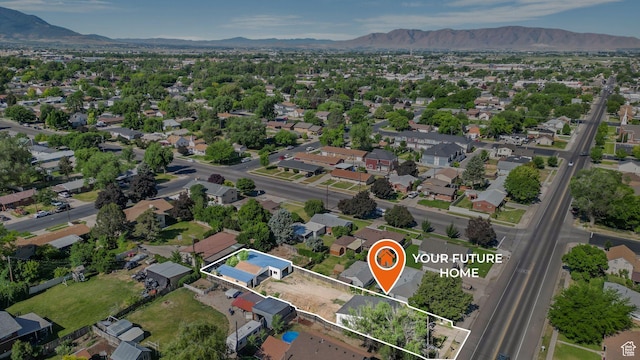 540 E 400 N, Spanish Fork, UT 84660 - aerial view of property's location with property parcel outlined, mountains, and nearby suburban area