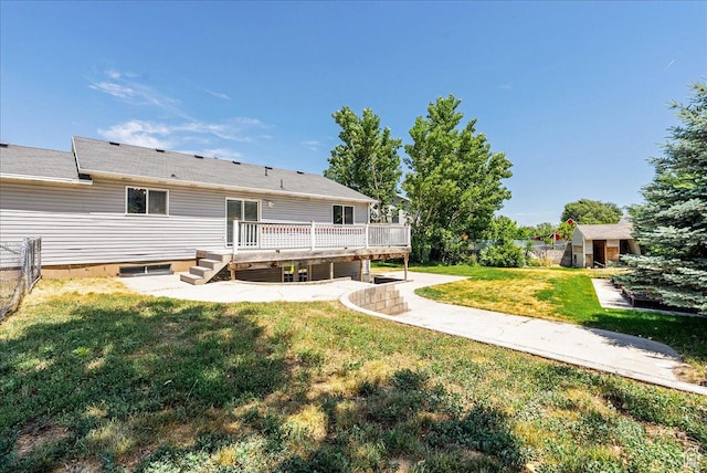 655 S 100 W, Santaquin, UT 84655 - back of property featuring a deck, a shed, and a patio area
