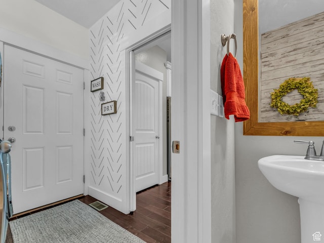 4966 W Willamette Way S, South Jordan, UT 84095 - bathroom with wood finished floors and a sink