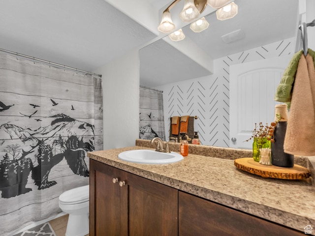4966 W Willamette Way S, South Jordan, UT 84095 - full bathroom with vanity, tile patterned floors, and a shower with shower curtain