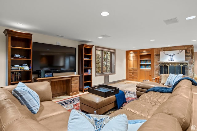 6033 S 2300 E, Holladay, UT 84121 - living room featuring recessed lighting and built in shelves