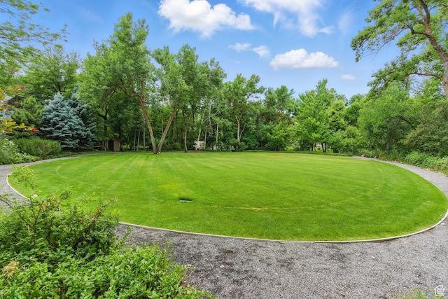 6033 S 2300 E, Holladay, UT 84121 - surrounding community with a lawn, view of golf course, and view of wooded area