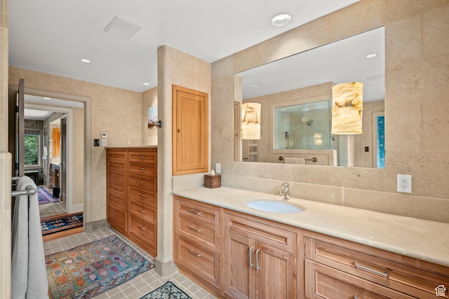 6033 S 2300 E, Holladay, UT 84121 - bathroom with vanity, tile patterned flooring, and recessed lighting