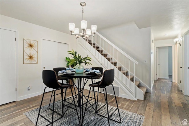 1263 E Cottonwood Hills Dr S, Sandy, UT 84094 - dining space featuring stairs, a chandelier, and hardwood / wood-style floors
