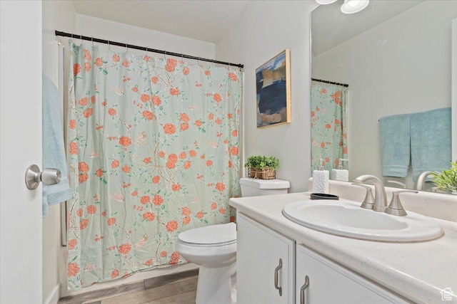 1263 E Cottonwood Hills Dr S, Sandy, UT 84094 - bathroom with wood finished floors, vanity, and curtained shower