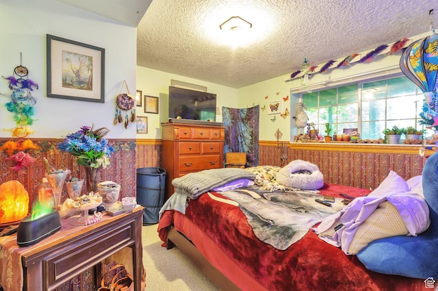 1162 N Newport Ln E, Kaysville, UT 84037 - bedroom featuring a textured ceiling, a wainscoted wall, and carpet