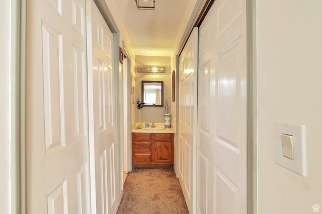1162 N Newport Ln E, Kaysville, UT 84037 - corridor featuring light colored carpet and a sink