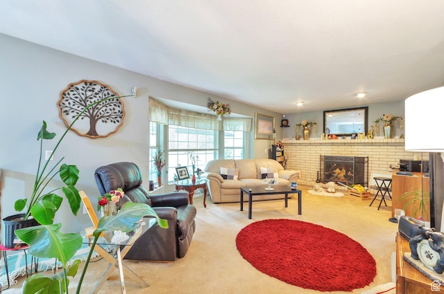 1162 N Newport Ln E, Kaysville, UT 84037 - carpeted living area featuring a brick fireplace
