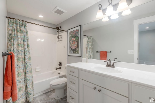 9532 S Willow Trail Way S, Jordan, UT 84095 - full bath featuring vanity, shower / bath combo, and recessed lighting