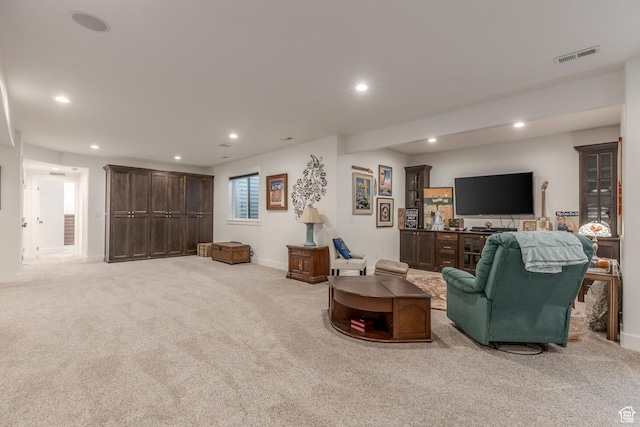 9532 S Willow Trail Way S, Jordan, UT 84095 - living area featuring light colored carpet and recessed lighting