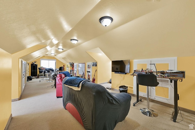 3990 Summer Ridge Rd, Morgan, UT 84050 - carpeted home theater room with baseboards and vaulted ceiling