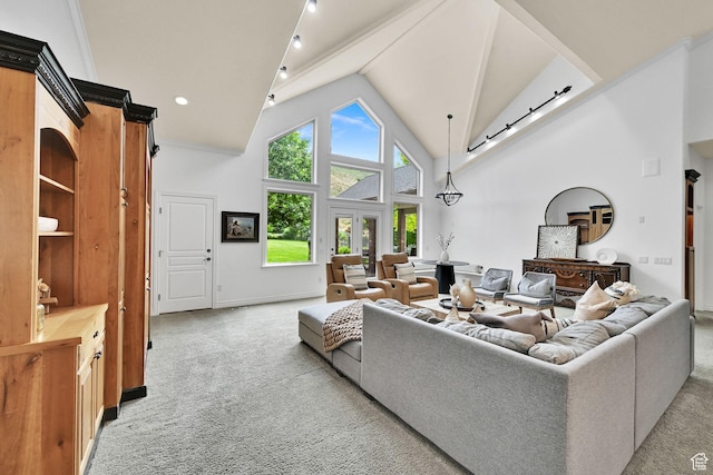 3990 Summer Ridge Rd, Morgan, UT 84050 - living area with light carpet and high vaulted ceiling