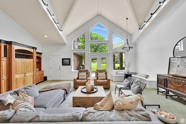 3990 Summer Ridge Rd, Morgan, UT 84050 - living room with light carpet and high vaulted ceiling