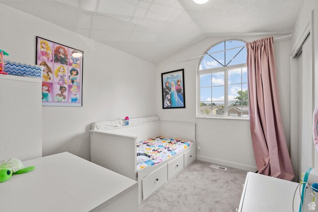 13082 S 2770th Cir W, Riverton, UT 84065 - carpeted bedroom with vaulted ceiling and baseboards
