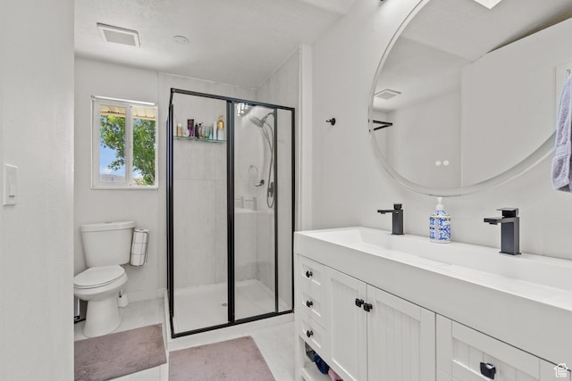 13082 S 2770th Cir W, Riverton, UT 84065 - bathroom with vanity, a stall shower, and tile patterned flooring