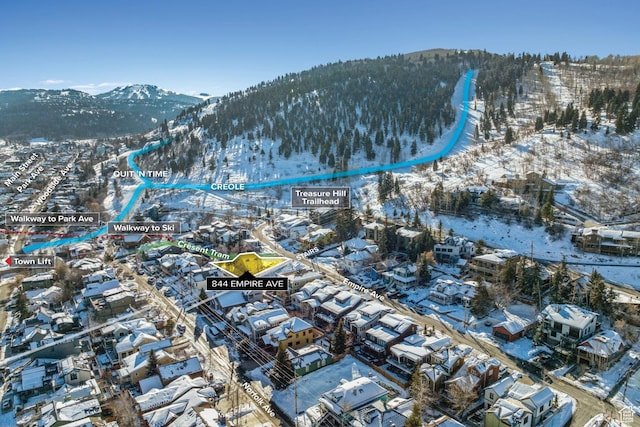 844 Empire Ave, Park City, UT 84060 - snowy aerial view with a mountain view