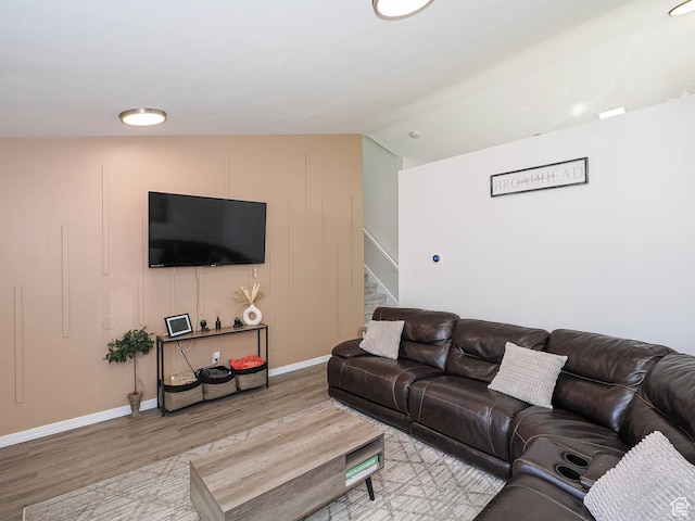 4242 W 11430 S, South Jordan, UT 84009 - living room with wood finished floors, stairway, and lofted ceiling
