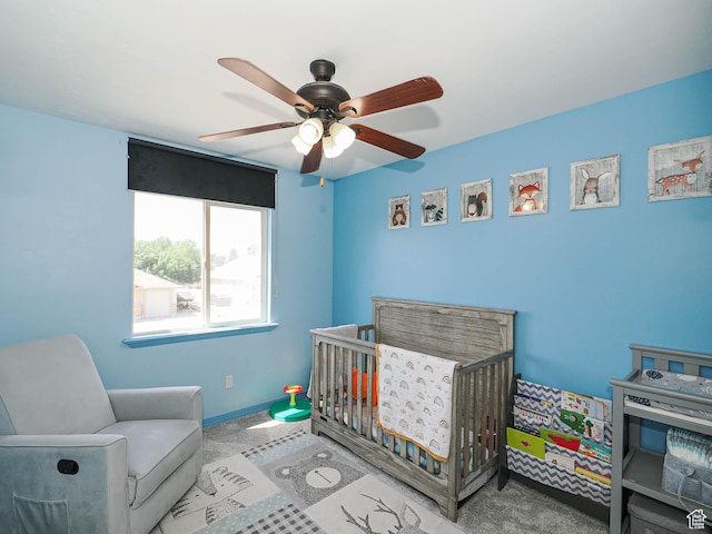 4242 W 11430 S, South Jordan, UT 84009 - carpeted bedroom featuring a nursery area and a ceiling fan