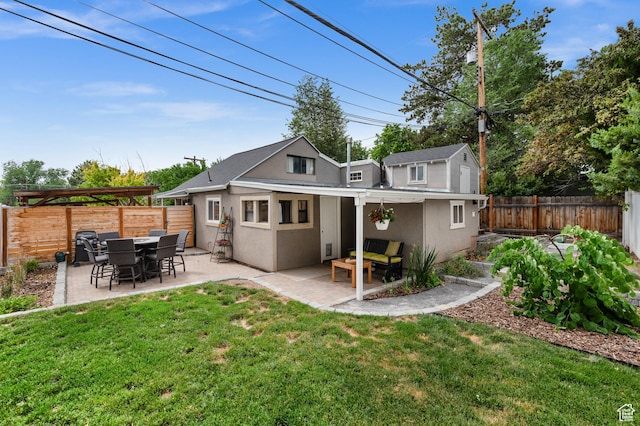 3175 S Imperial St, Millcreek, UT 84106 - rear view of house with stucco siding, a fenced backyard, and a patio