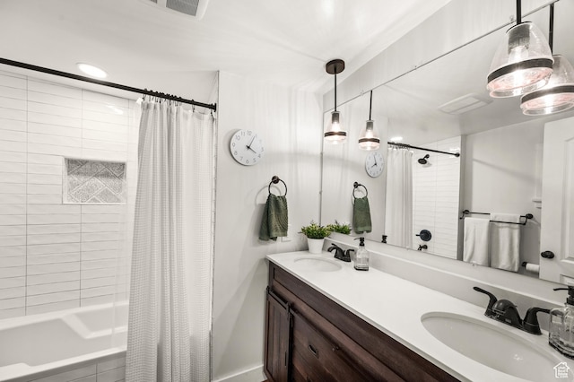 3175 S Imperial St, Millcreek, UT 84106 - bathroom with shower / bath combo with shower curtain and double vanity
