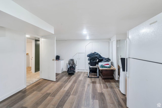 2040 N Oakcrest Ter, Provo, UT 84604 - finished below grade area featuring freestanding refrigerator and wood finished floors