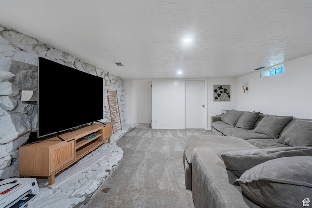 2040 N Oakcrest Ter, Provo, UT 84604 - living room featuring light colored carpet and a textured ceiling