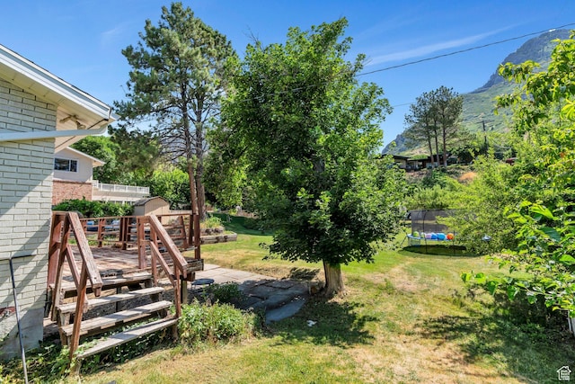 2040 N Oakcrest Ter, Provo, UT 84604 - view of grassy yard with a trampoline and a mountain view