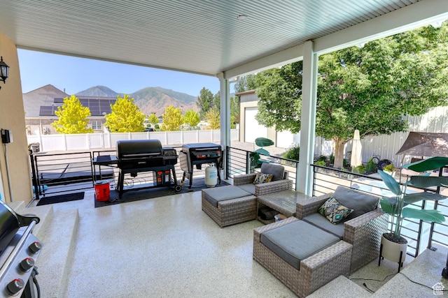 1767 S 800 W, Mapleton, UT 84664 - fenced backyard with a mountain view, a patio, and a grill