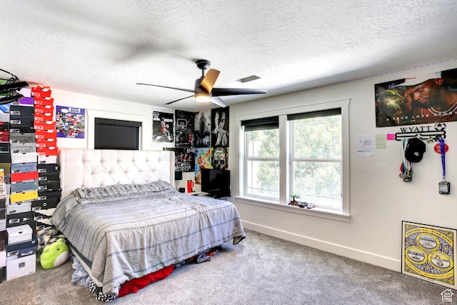 1767 S 800 W, Mapleton, UT 84664 - carpeted bedroom with a textured ceiling and a ceiling fan