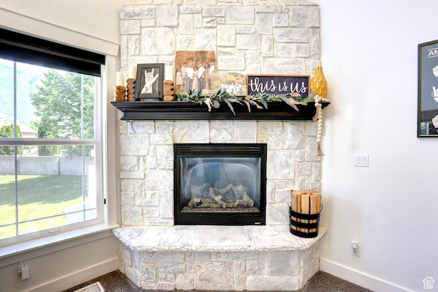 1767 S 800 W, Mapleton, UT 84664 - detailed view of carpet flooring and a stone fireplace