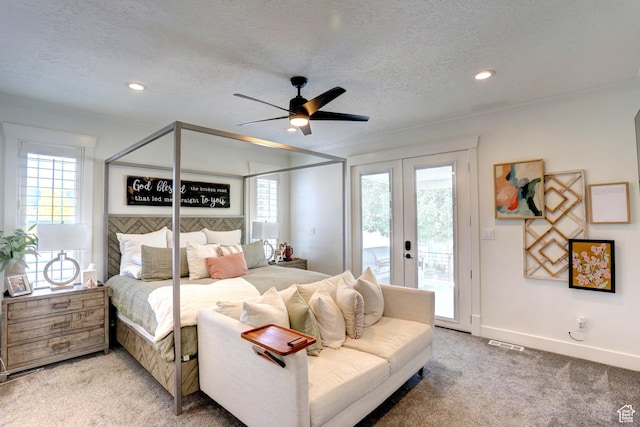 1767 S 800 W, Mapleton, UT 84664 - bedroom with access to outside, light colored carpet, french doors, a textured ceiling, and ornamental molding