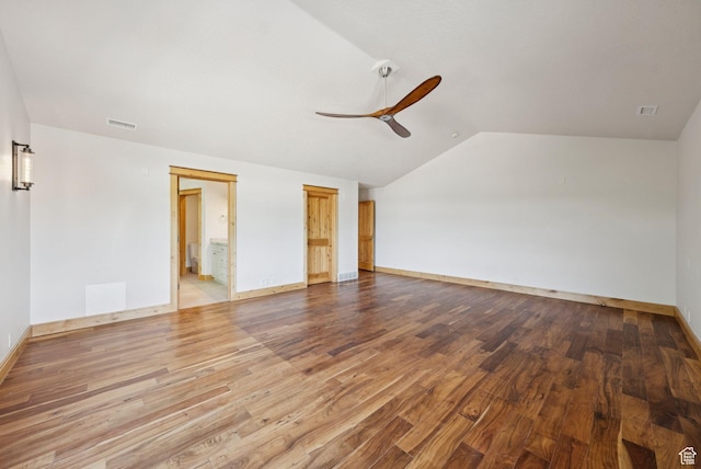 4555 Palomino Dr, Heber City, UT 84032 - spare room with lofted ceiling, a ceiling fan, and wood finished floors