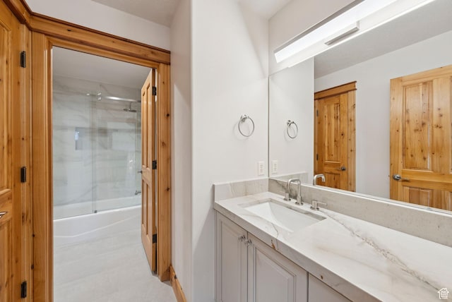 4555 Palomino Dr, Heber City, UT 84032 - bathroom with vanity and enclosed tub / shower combo