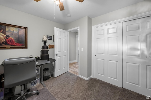 1343 W 870 N, Pleasant Grove, UT 84062 - carpeted home office featuring ceiling fan and baseboards