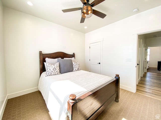 96 W 350 S, Garden City, UT 84028 - bedroom featuring recessed lighting, a ceiling fan, and light colored carpet