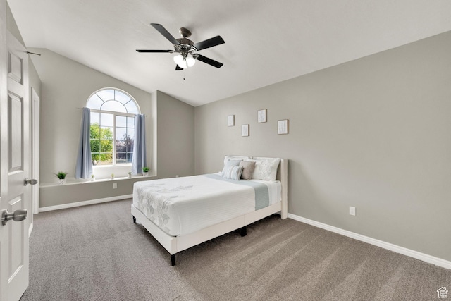 6470 S Wakefield Way, Salt Lake City, UT 84118 - bedroom featuring vaulted ceiling, carpet floors, and ceiling fan