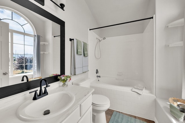 6470 S Wakefield Way, Salt Lake City, UT 84118 - full bath featuring tub / shower combination, vanity, and vaulted ceiling