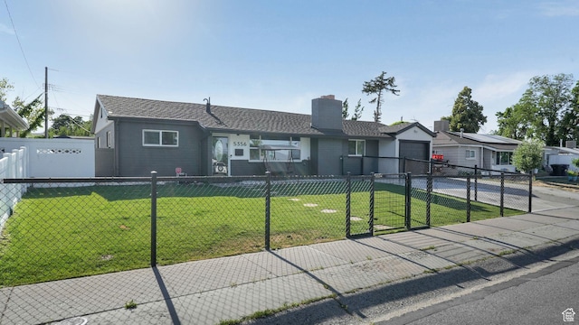 5356 S 4280 W, Salt Lake City, UT 84118 - single story home with a fenced front yard, concrete driveway, a chimney, and a gate