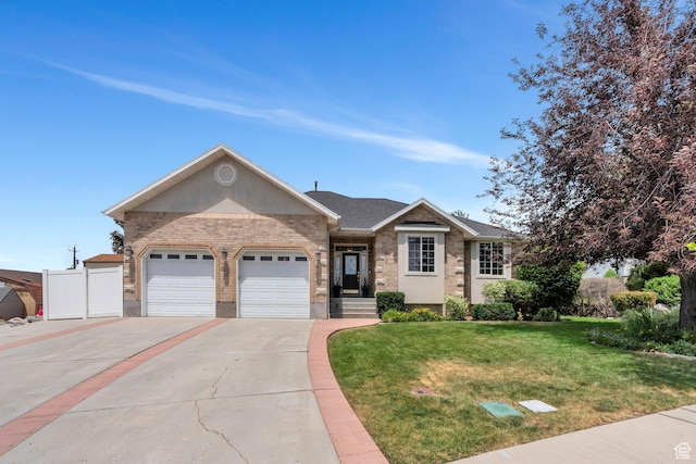 1125 E 740 S, Pleasant Grove, UT 84062 - ranch-style house featuring driveway, an attached garage, brick siding, a front lawn, and a shingled roof
