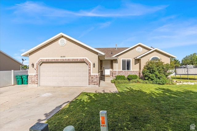 14133 S Lowe Peak Cir, Riverton, UT 84096 - ranch-style house with stucco siding, driveway, a garage, and brick siding