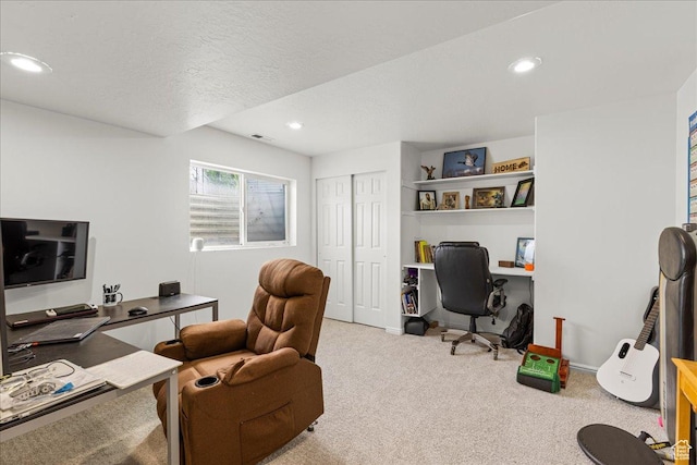 14133 S Lowe Peak Cir, Riverton, UT 84096 - carpeted office space featuring a textured ceiling and recessed lighting