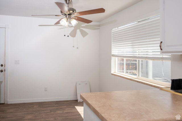 6867 S 1520 W, West Jordan, UT 84084 - unfurnished dining area with a ceiling fan and wood finished floors