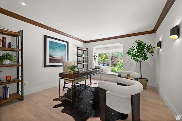 4504 S Abinadi Rd E, Millcreek, UT 84124 - home office featuring light wood-style floors and crown molding