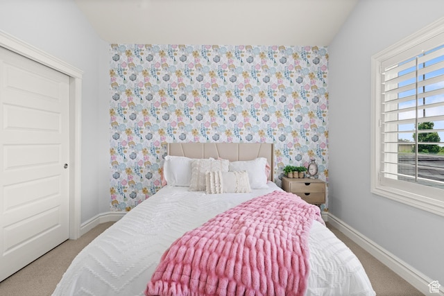 855 E Snap Dragon Ln, Fruit Heights, UT 84037 - bedroom with carpet floors, lofted ceiling, and wallpapered walls