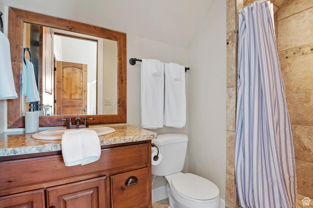 1922 N 1550 E, Provo, UT 84604 - full bathroom with vanity, vaulted ceiling, and a shower with curtain