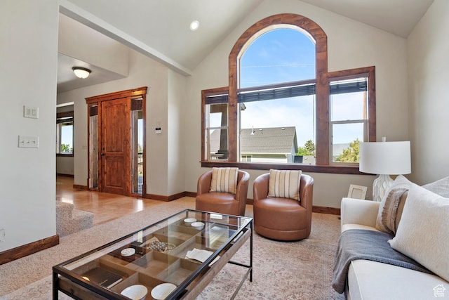 1922 N 1550 E, Provo, UT 84604 - living room featuring lofted ceiling and carpet flooring