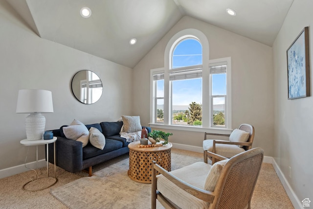1922 N 1550 E, Provo, UT 84604 - living area with light colored carpet, vaulted ceiling, and recessed lighting