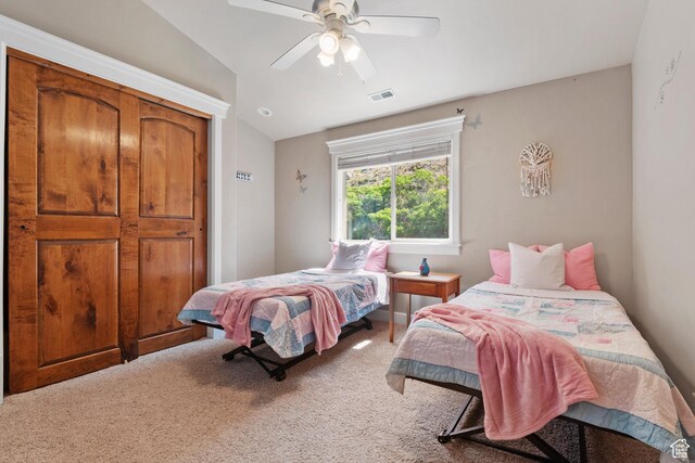 1922 N 1550 E, Provo, UT 84604 - bedroom featuring carpet flooring, ceiling fan, and lofted ceiling