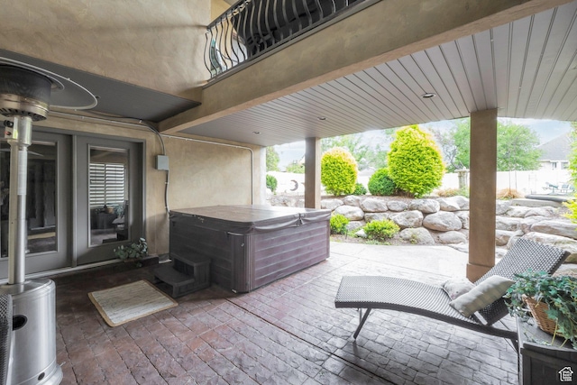 11273 S Alisa Meadows Dr, South Jordan, UT 84095 - view of patio / terrace with a hot tub
