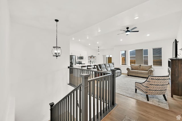 88 N Maraschino W, Grantsville, UT 84029 - stairs with wood finished floors, ceiling fan, recessed lighting, and vaulted ceiling